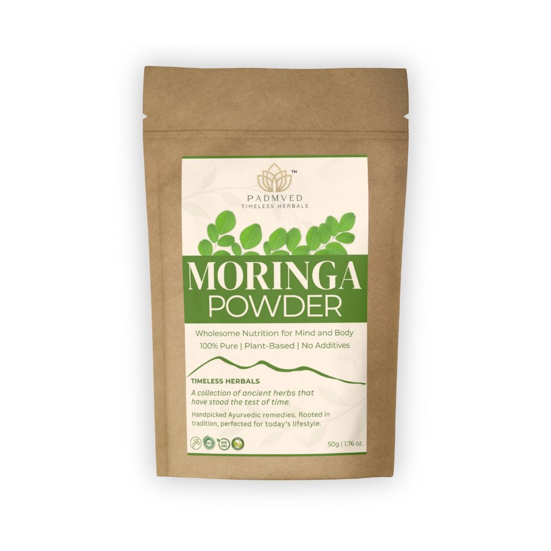 Padmved Moringa Powder Pack of 5 (50g Each) | Bhavana Processed for Higher Potency | Zipper Pouch | Superfood for Daily Energy & Immunity