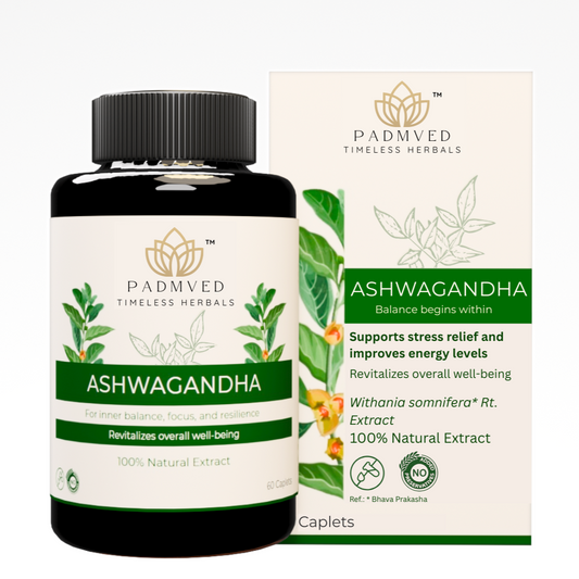 Padmved Ashwagandha | Natural Stress Support, Energy & Immunity Booster | 100% Natural Extract | 60 Vegan Tablets